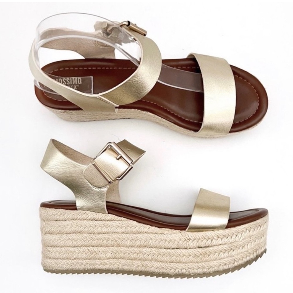 Target Mossimo Supply Co. Gold & Tan Platform Espadrille Wedge Sandal Heels (7)